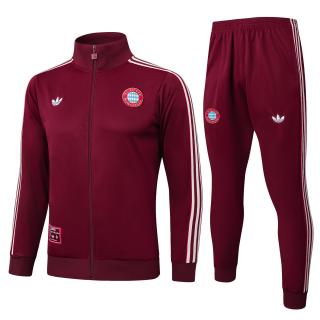 Chándal Bayern Munich 2025/26-Dark Red Retro (Cremallera larga）